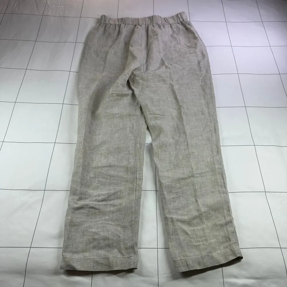 Quince Pants Womens Medium Flax Cream 100% European Linen Tapered Ankle Relaxed - Picture 3 of 12